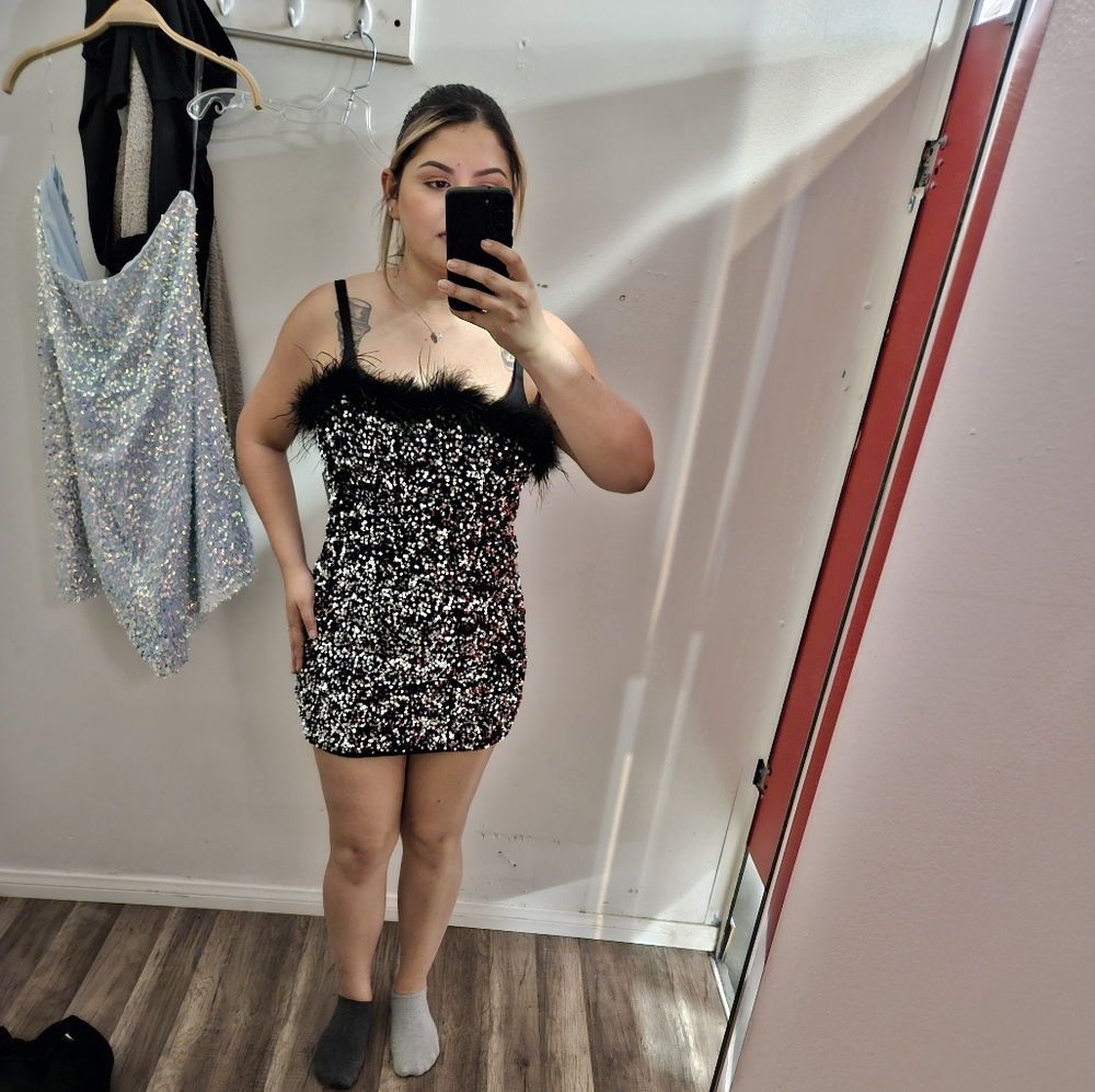 Strapless Black & Silver Dress